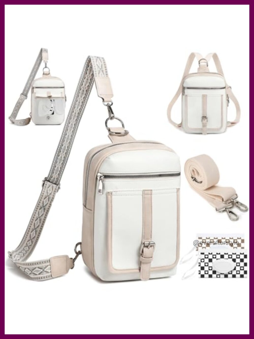 MYHOZEE Mini Diaper Bag Crossbody Purse Vegan Leather Wipes Pocket